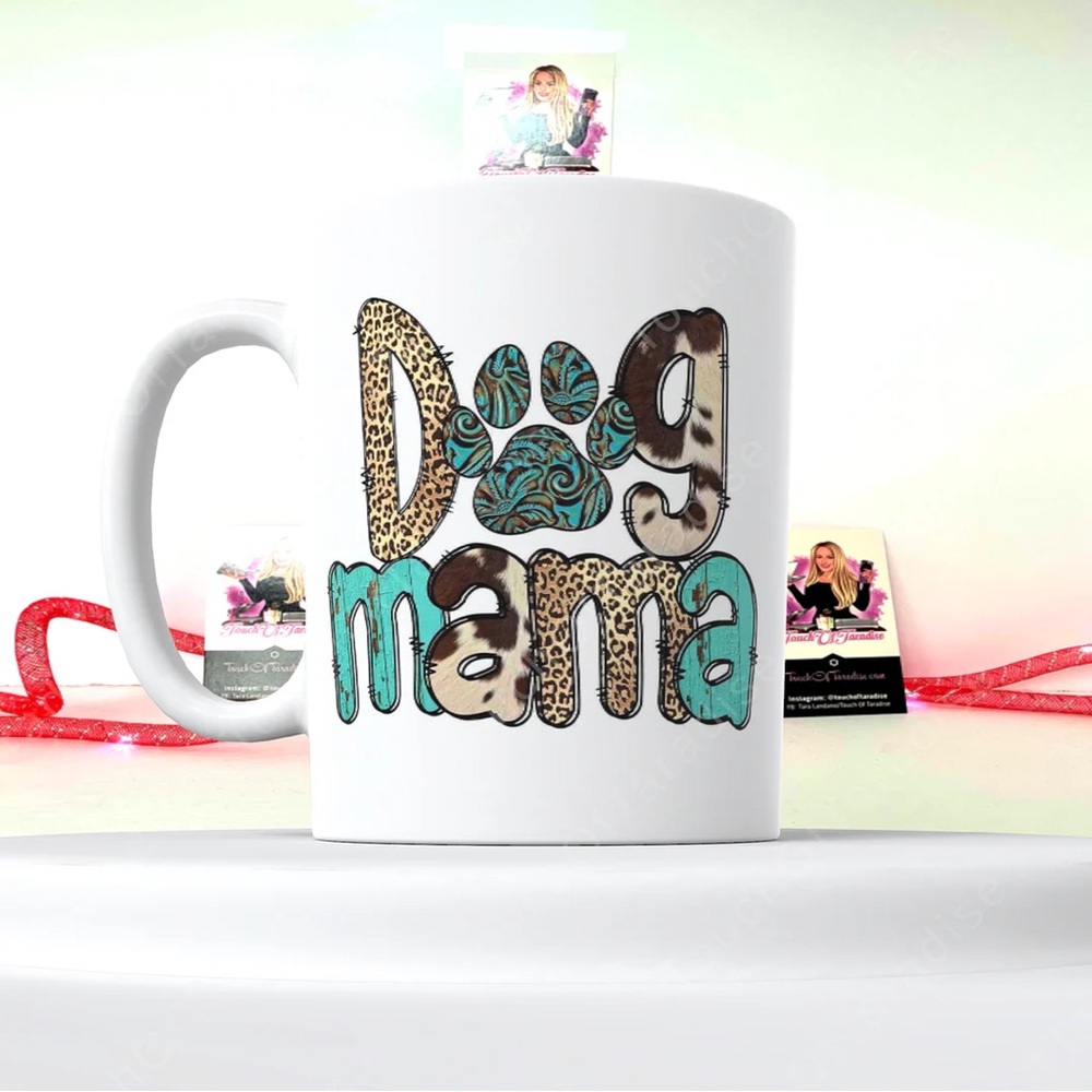 Dog Mama Mug - White and Teal